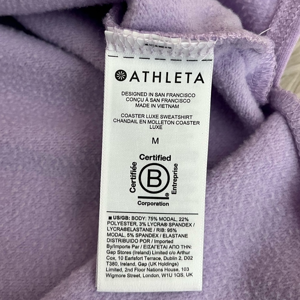 {Athleta} Coaster Luxe Pullover Sweatshirt in Lilac Purple - Women's Medium - Picture 9 of 9